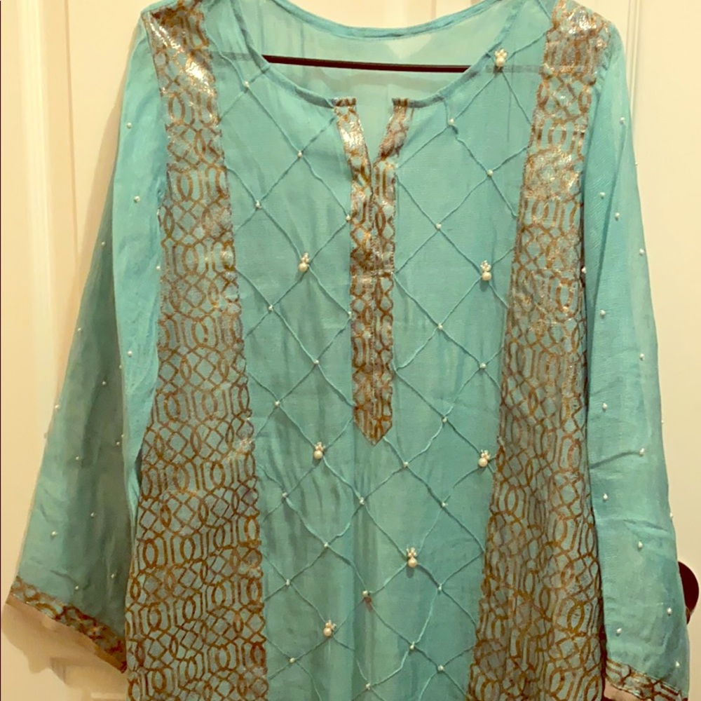 4-Piece Formal Pakistani Outfit With Pearl Design